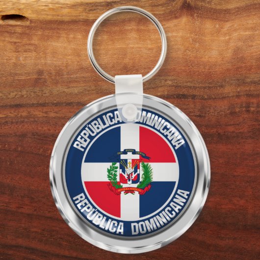 Dominicaanse Republiek Ronde Emblem Sleutelhanger (Voorkant)