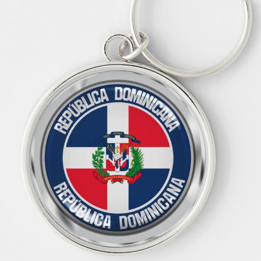 Dominicaanse Republiek Ronde Emblem Sleutelhanger (Voorkant)