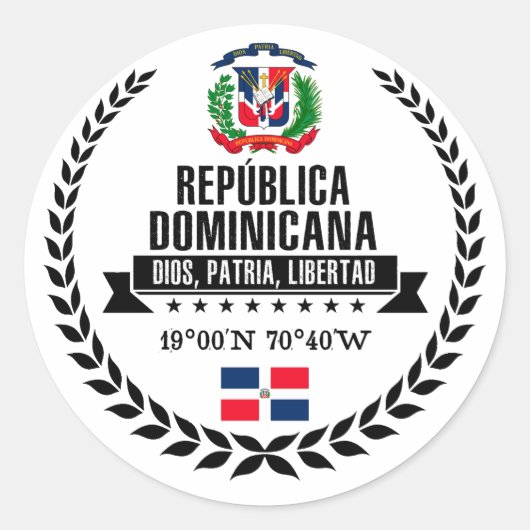 Dominicaanse Republiek Ronde Sticker (Voorkant)