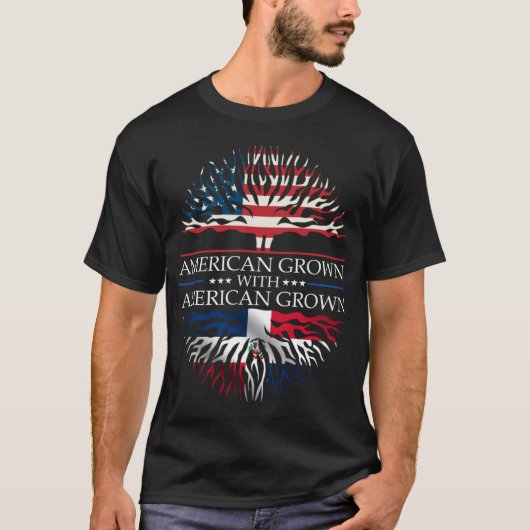 Dominicaanse Republiek Roots Flag American Grown D T-shirt (Voorkant)