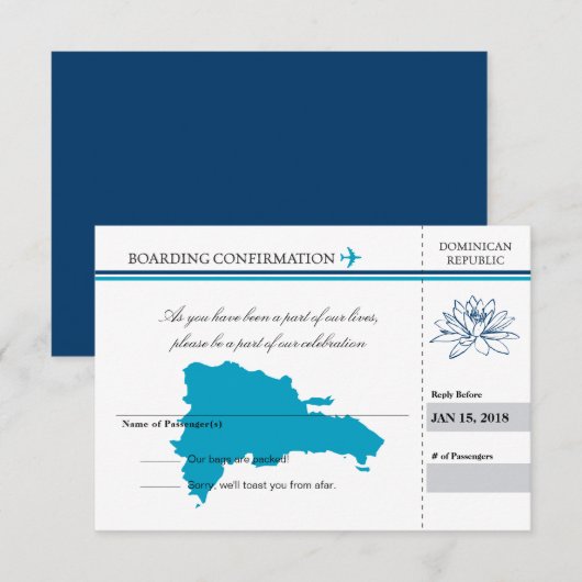 Dominicaanse Republiek RSVP Palmboom Kaart (Voorkant / Achterkant)