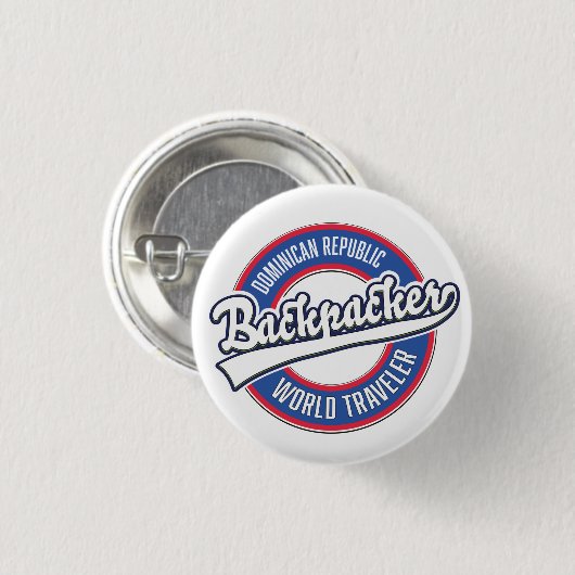 Dominicaanse Republiek rugzaktoerist wereldreizige Ronde Button 3,2 Cm (Voorkant /achterkant)