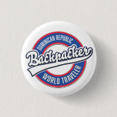 Dominicaanse Republiek rugzaktoerist wereldreizige Ronde Button 3,2 Cm (Voorkant)
