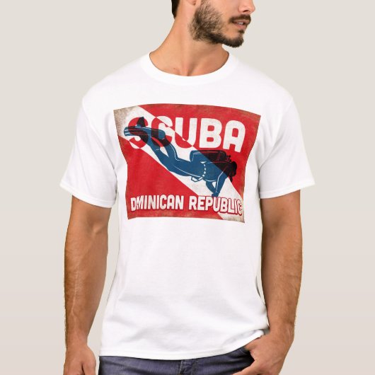 Dominicaanse Republiek Scuba Diver - Blue Retro T-shirt (Voorkant)