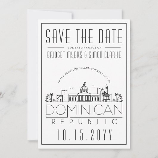 Dominicaanse Republiek Trouw Skyline Save the Date Kaart (Voorkant)