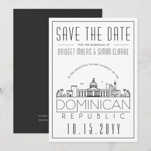 Dominicaanse Republiek Trouwdag Silhouet Save the Kaart (Voorkant / Achterkant)