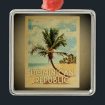 Dominicaanse Republiek Vintage Travel Ornament<br><div class="desc">Een cool  ornament van de Dominicaanse Republiek met een palmboom op een zandstrand met blauwe lucht en oceaan.</div>
