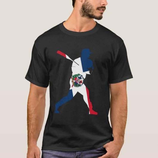 Dominicaanse Republiek - Vlag - Baseball Player -  T-shirt (Voorkant)