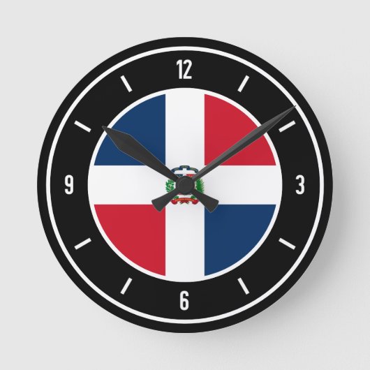 Dominicaanse Republiek Vlag Elegant Ronde Klok (Voorkant)