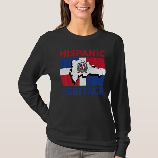Dominicaanse Republiek Vlag Hispanic Heritage Mont T-shirt (Voorkant)