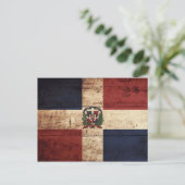Dominicaanse Republiek Vlag op oude houten graan Briefkaart (Staand voorkant)