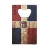 Dominicaanse Republiek Vlag op oude houten graan Creditkaart Flessenopener (Voorkant)