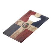 Dominicaanse Republiek Vlag op oude houten graan Creditkaart Flessenopener (Achterkant Gekanteld)