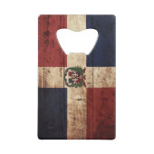 Dominicaanse Republiek Vlag op oude houten graan Creditkaart Flessenopener (Achterkant)