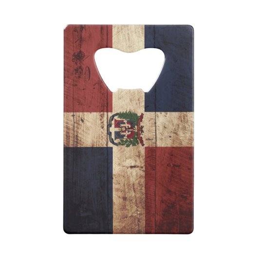 Dominicaanse Republiek Vlag op oude houten graan Creditkaart Flessenopener (Achterkant)