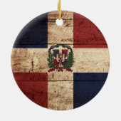 Dominicaanse Republiek Vlag op oude houten graan Keramisch Ornament (Achterkant)