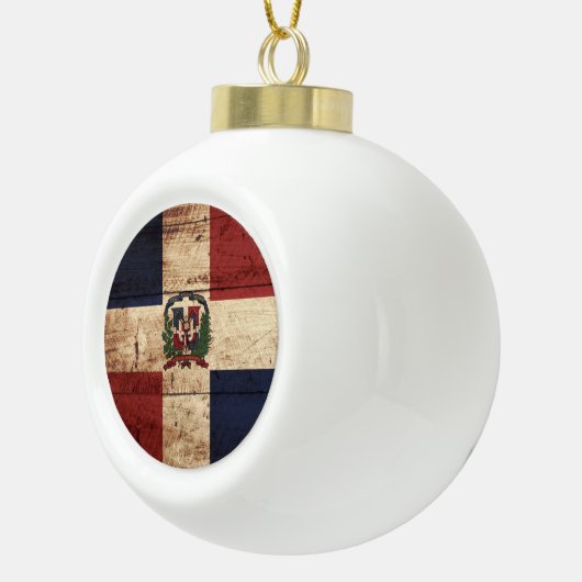 Dominicaanse Republiek Vlag op oude houten graan Keramische Bal Ornament (Rechts)