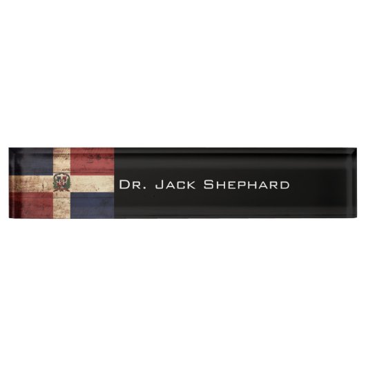 Dominicaanse Republiek Vlag op oude houten graan Naambordje (Voorkant)