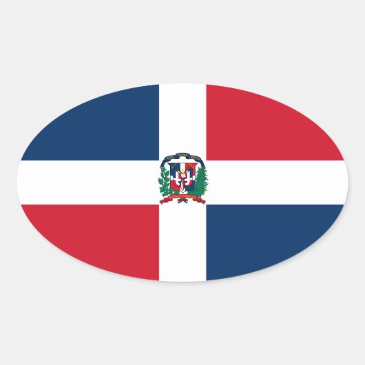 Dominicaanse Republiek Vlag Ovale Sticker (Voorkant)