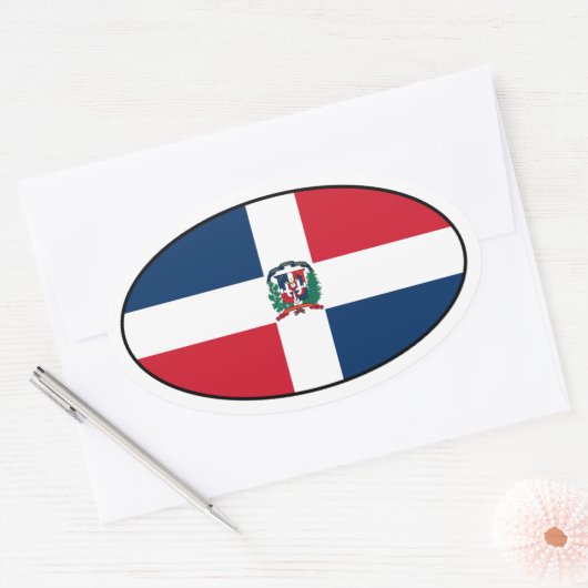 Dominicaanse Republiek Vlag Ovale Sticker (Envelop)