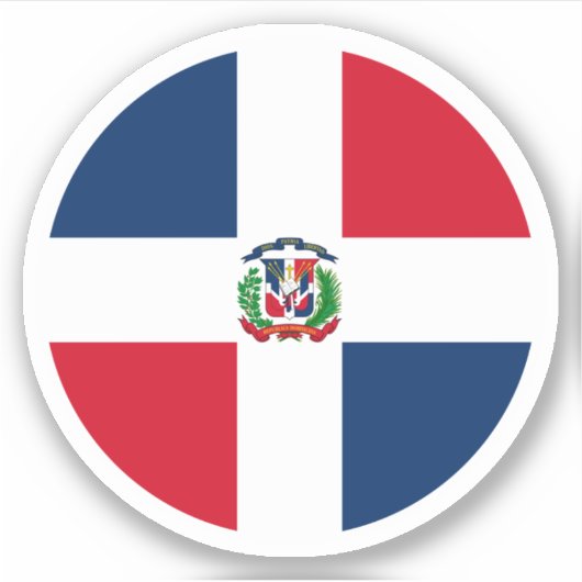 Dominicaanse Republiek Vlag Ronde Sticker (Voorkant)
