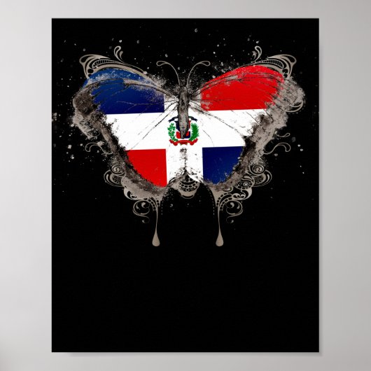 Dominicaanse Republiek Vlag Shirt Butterfly Graphi Poster (Voorkant)