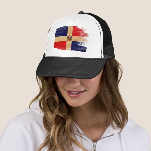 Dominicaanse Republiek Vlag Trucker Hat Trucker Pet (In situ)