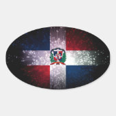 Dominicaanse Republiek Vlag Vuurwerk Ovale Sticker (Voorkant)