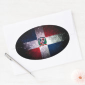 Dominicaanse Republiek Vlag Vuurwerk Ovale Sticker (Envelop)
