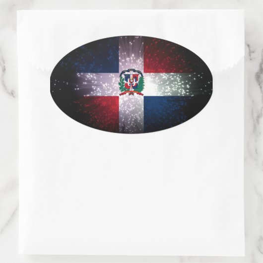 Dominicaanse Republiek Vlag Vuurwerk Ovale Sticker (Tas)