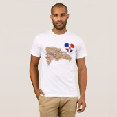 Dominicaanse Republiek Vlaggenhoofd en kaart T-Shi T-shirt (Voorkant volledig)