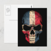 Dominicaanse Republiek - Vlaggenschedel op zwart Briefkaart (Voorkant / Achterkant)
