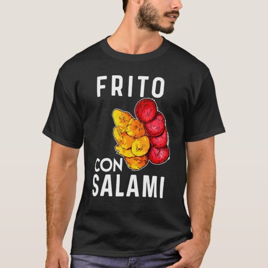 Dominicaanse Republiek Voedsel van Frito Con Salam T-shirt (Voorkant)