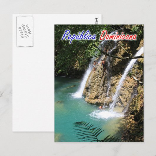 Dominicaanse Republiek Waterfall Briefkaart (Voorkant / Achterkant)