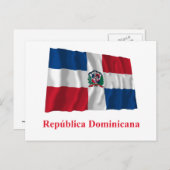 Dominicaanse Republiek Waving Flag w/ Naam in het Briefkaart (Voorkant / Achterkant)