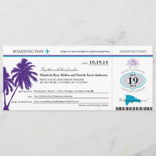 Dominicaanse Republiek : Wedding Boarding Pass Kaart