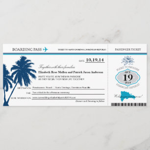 Dominicaanse Republiek : Wedding Boarding Pass Kaart