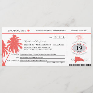 Dominicaanse Republiek : Wedding Boarding Pass Kaart