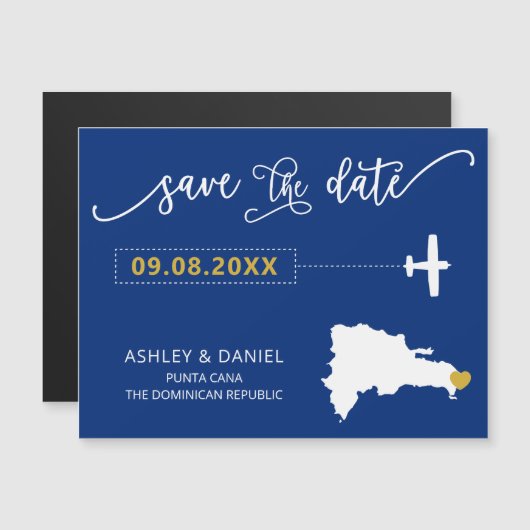 Dominicaanse Republiek Wedding Save the Date Kaart Magnetische Uitnodiging (Voorkant / Achterkant)