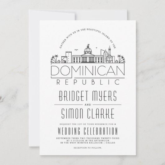 Dominicaanse Republiek Wedding Skyline Invitation Kaart (Voorkant)