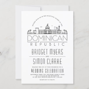 Dominicaanse Republiek Wedding Skyline Invitation Kaart