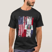 Dominicaanse Roots Half Amerikaanse vlag Dominicaa T-shirt (Voorkant)