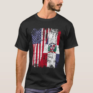 Dominicaanse Roots Half Amerikaanse vlag Dominicaa T-shirt