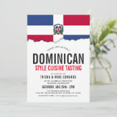 Dominicaanse themakeuken | Uitnodiging met vlag vo (Staand voorkant)