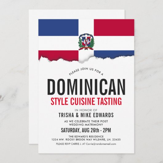 Dominicaanse themakeuken | Uitnodiging met vlag vo (Voorkant / Achterkant)