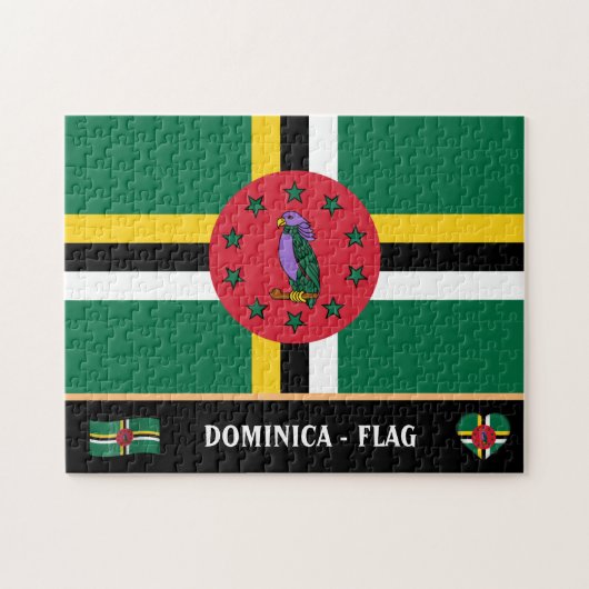 Dominicaanse vlag & Dominicaans land / Dominica Legpuzzel (Horizontaal)