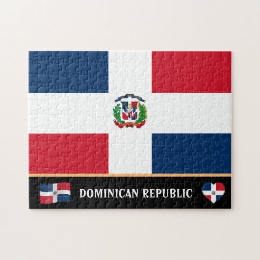 Dominicaanse vlag en Latijns land/Dominicaanse Rep Legpuzzel (Horizontaal)