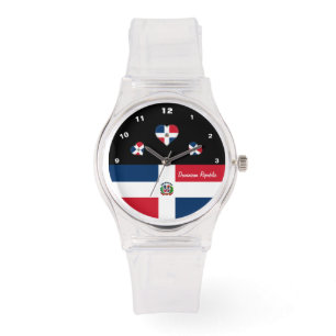 Dominicaanse Vlag horloge, Harten, Dominicaanse Re Horloge