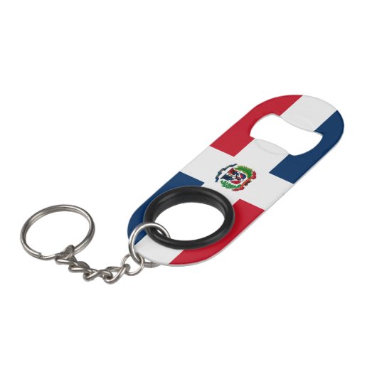 Dominicaanse vlag mini flessenopener (Voorkant Gekanteld)