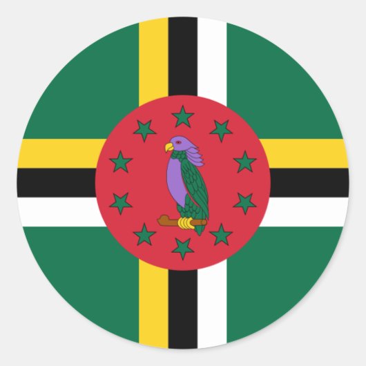 Dominicaanse Vlag, Vlag van Dominica Ronde Sticker (Voorkant)